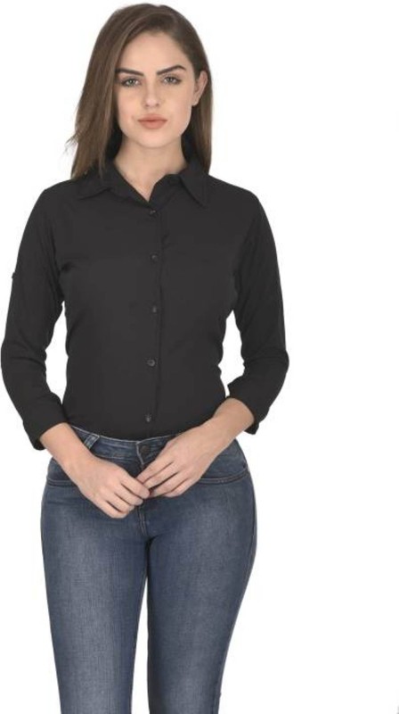 Gsa Enterprises Women Solid Casual Black Shirt