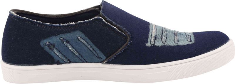 sketch sole stylish blue loafers For Men(Blue)