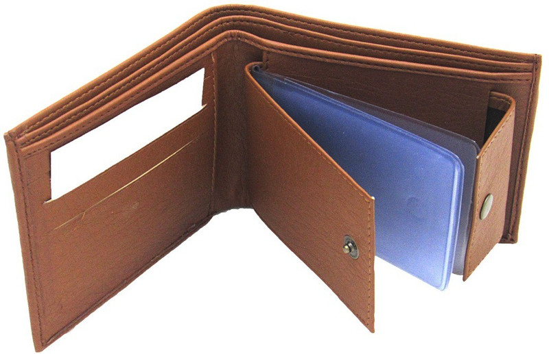 cyclone Men Tan Genuine Leather Wallet(10 Card Slots)