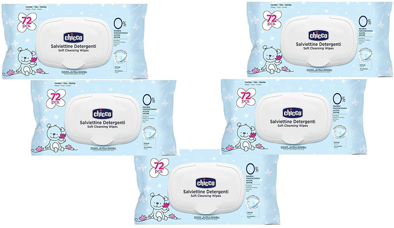 Chicco Salviettine Detergenti Cleansing flipcover wipes pack of 5(5 Pieces)