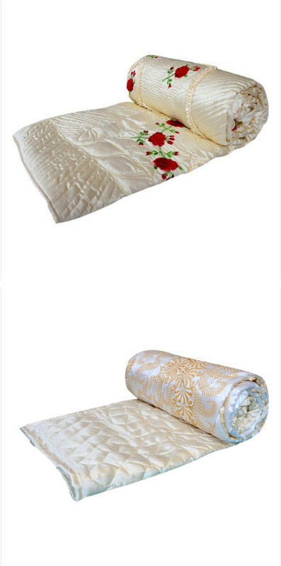maharaja Embroidered Double Top Sheet(Satin, Beige and White)