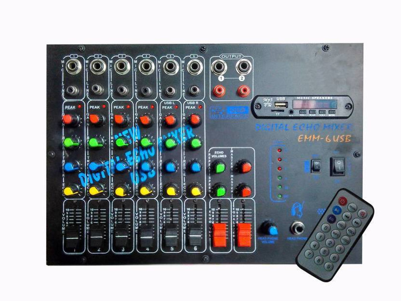 IMPROVHOME 6 Channels Stereo Echo Mixer with USB and Remote Wired DJ Controller Wired DJ Controller