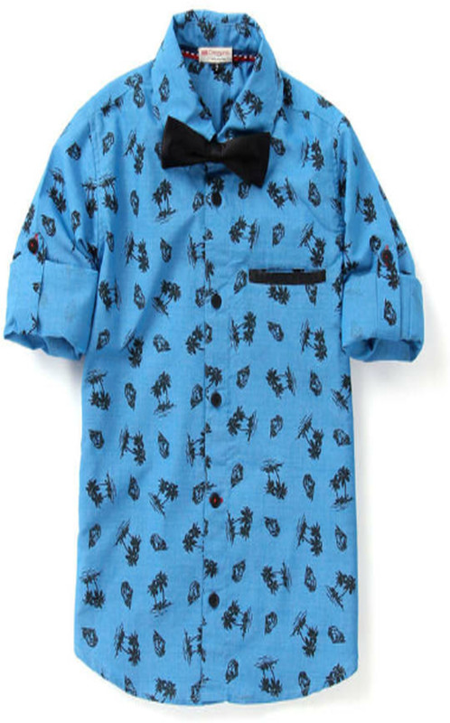 carmino casuals Boys Printed Casual Blue Shirt