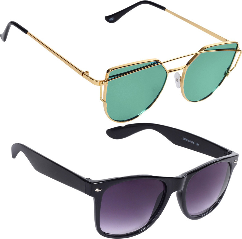 Reyda Wayfarer, Rectangular Sunglasses(Green, Violet)