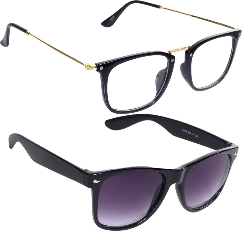 Reyda Rectangular, Rectangular Sunglasses(Clear, Violet)