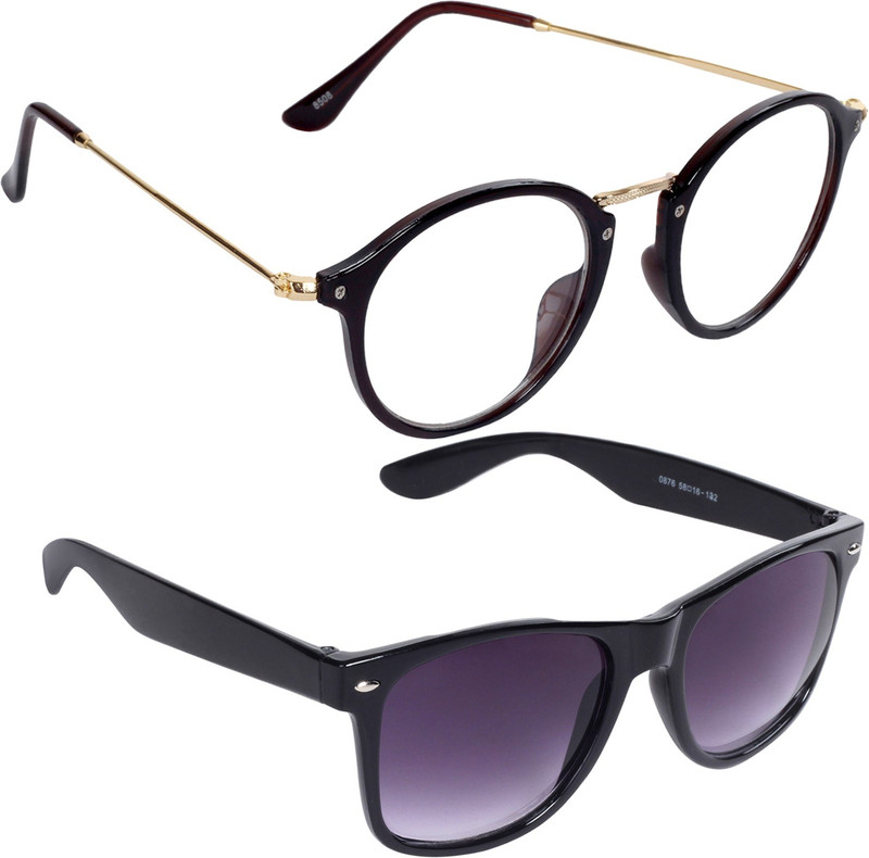 Reyda Round, Rectangular Sunglasses(Clear, Violet)