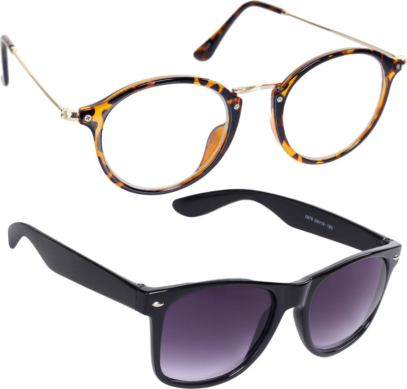 Reyda Round, Rectangular Sunglasses(Violet, Clear)