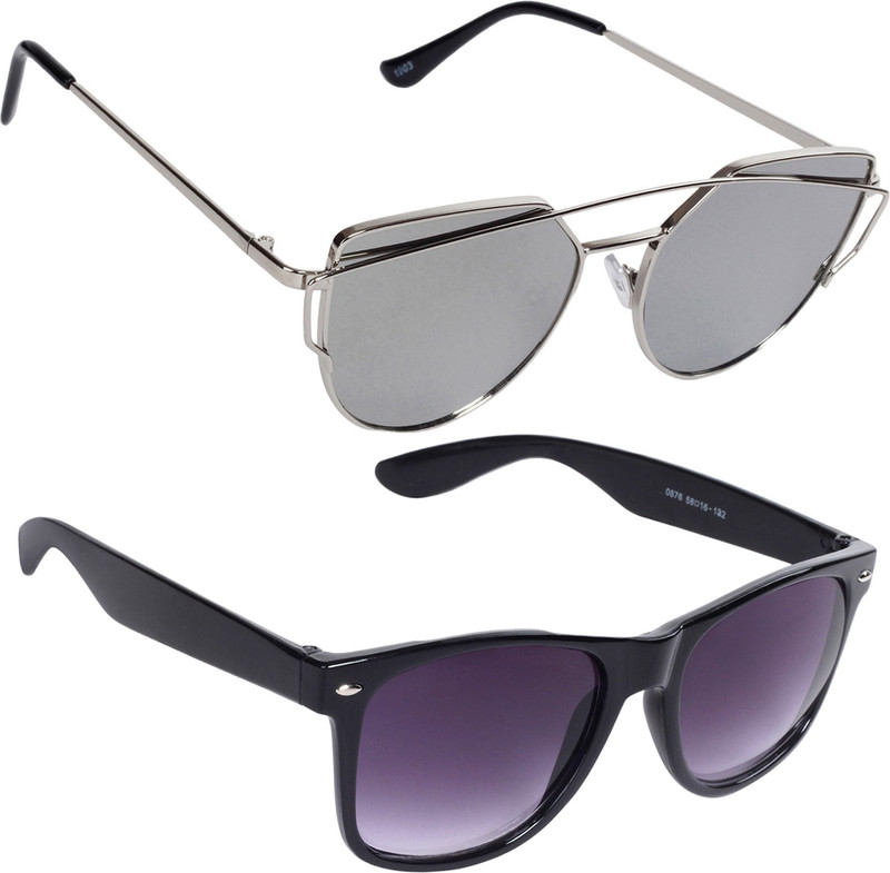 Reyda Wayfarer, Rectangular Sunglasses(Silver, Violet)