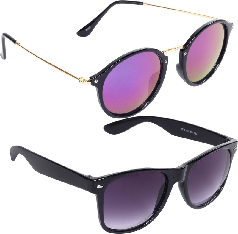 Reyda Round, Rectangular Sunglasses(Pink, Violet)