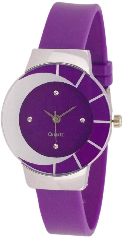 fashion pool round analog dial glass design line purple watch for festival & party wear watch for formal collection Analog Watch  - For Girls