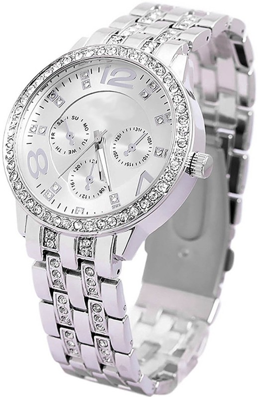 SOOMS Rhinestone Collection Stainless Steel Strap SILVER Color Dial artificial chronograph on...