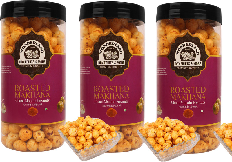 Wonderland Makhana Premium Chaat Masala Foxnuts (Pack of 3-100g Each) Assorted Nuts(3 x 100 g)