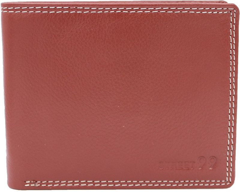 street 99 Men Orange Genuine Leather Wallet(6 Card Slots)