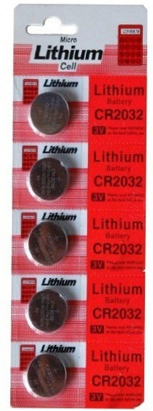 Lithium 5 Pcs - 100% Original CR2032 3V Lithiunn Button Coin Cell Battery ECR2032 CMOS Electronics Calculator Watch Remotes Camera Laptop Computer Motherboard  Camera Battery Charger(Silver)