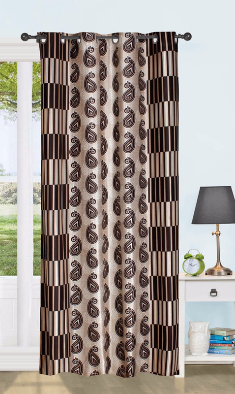r trendz 213 cm (7 ft) Polyester Door Curtain Single Curtain(Printed, Brown)