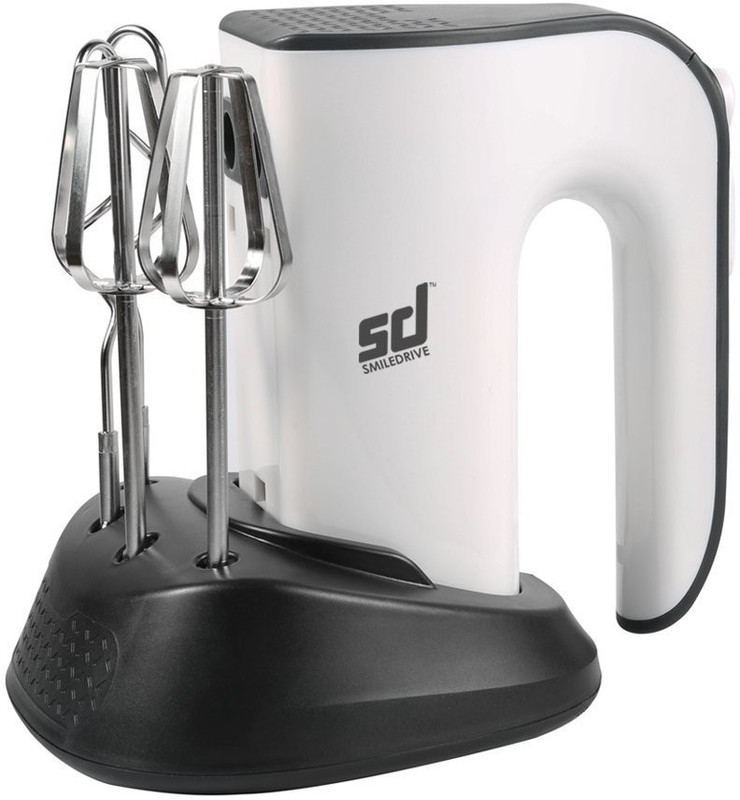 Smiledrive Hand Held Food Electric Whisk Blender, Beater-5 Speed Mixer Dough Maker with 4 removable attachments 200 W Electric Whisk(White)