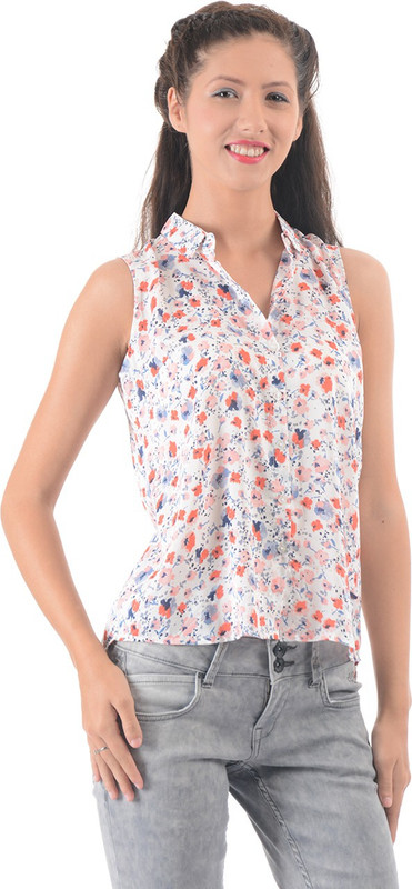 Pepe Jeans Casual Sleeveless Floral Print Women White Top