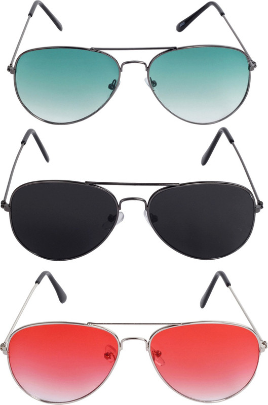 Reyda Aviator, Aviator, Aviator Sunglasses(Red, Green, Black)