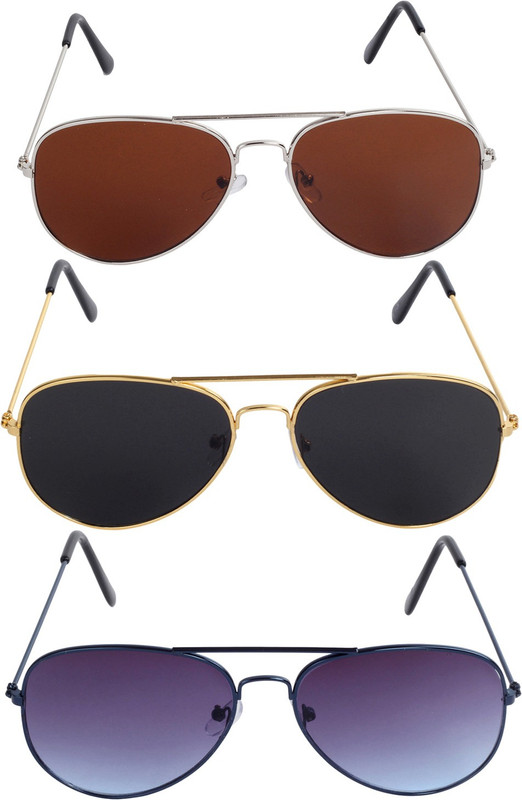 Reyda Aviator, Aviator, Aviator Sunglasses(Black, Brown, Violet)