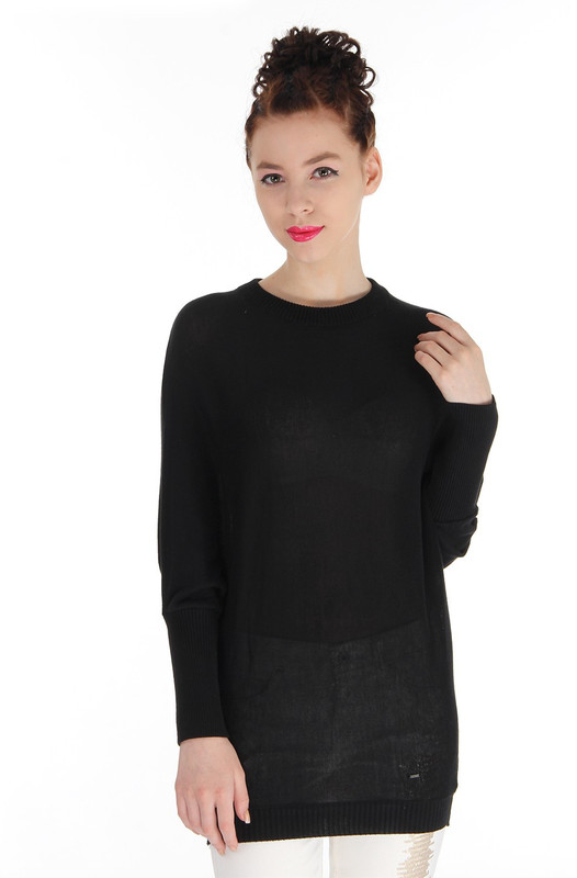 Pepe Jeans Solid Round Neck Casual Women Black Sweater