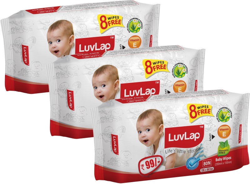 LuvLap Paraben Free Baby Wet Wipes with Aloe Vera(240 Pieces)