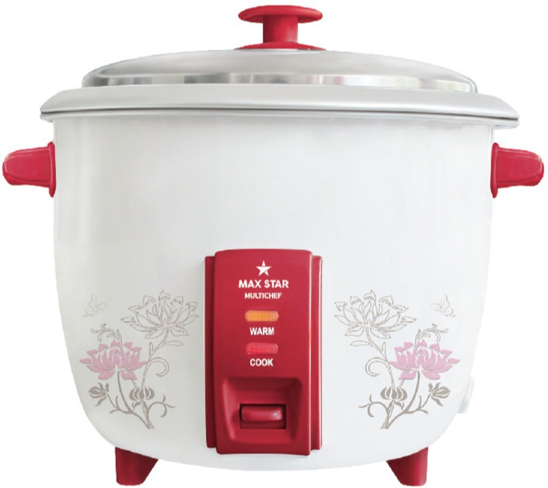 Maxstar RC01 Multichef Electric Rice Cooker with Steaming Feature(1.8 L, White and Red)
