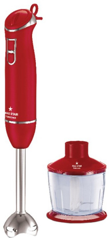 Maxstar HB01 Turbo Mix 500 W Hand Blender(Red & Stainless Steel)