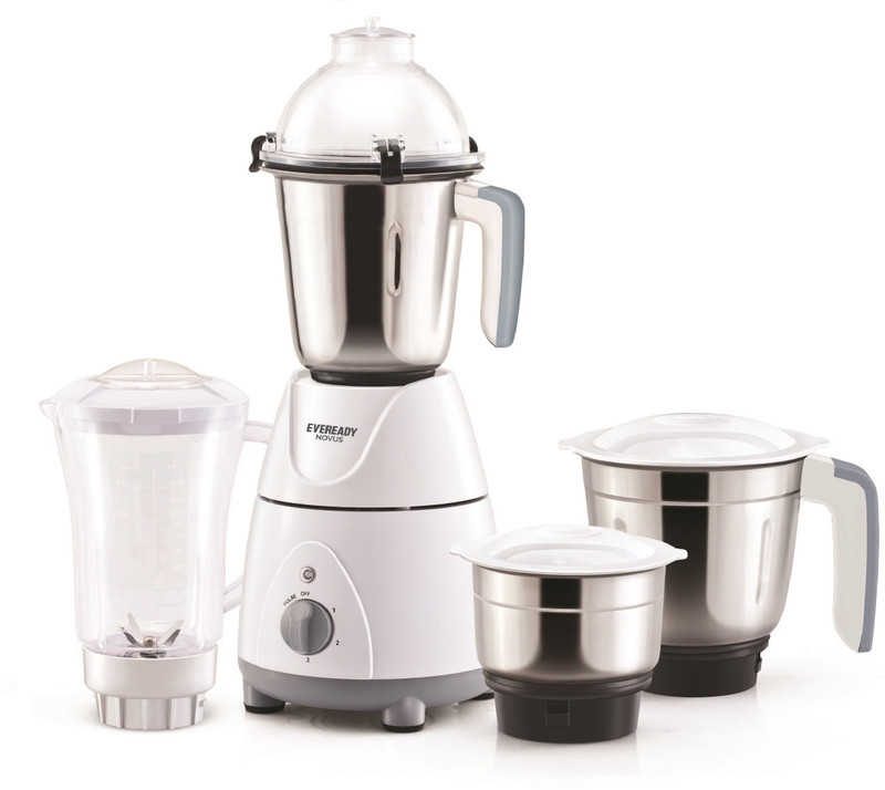 Eveready Novus 750 W Mixer Grinder(white and grey, 4 Jars)