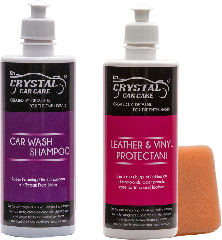 crystal car care COMBO CAR WASH SHAMPOO & LEATHER & VINYL PROTECTANT Car Washing Liquid(600 g)