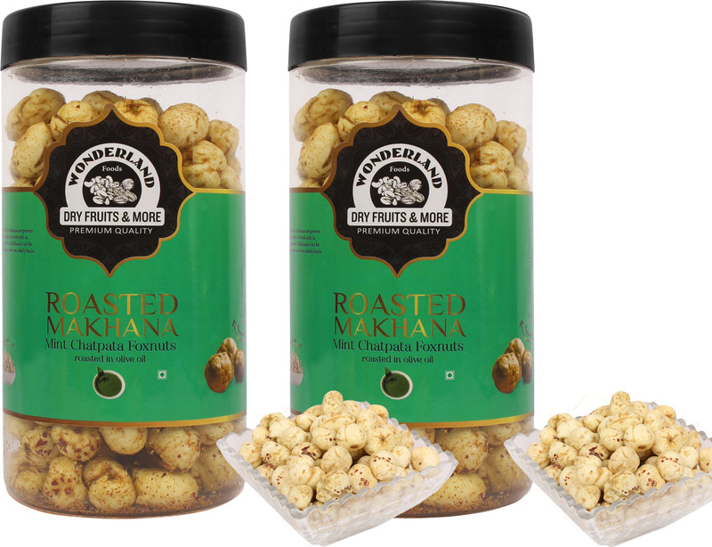 Wonderland Makhana Mint Chatpata Foxnuts (Pack of 2-100g Each) Assorted Nuts(2 x 100 g)