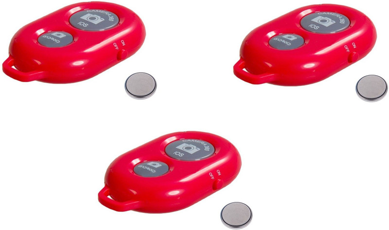 ReTrack SET OF 3PC Camera Wireless Bluetooth Remote Controler Shutter For Selfie Stick-Tripod-Samrt Phone Camera Remote Control(Red)