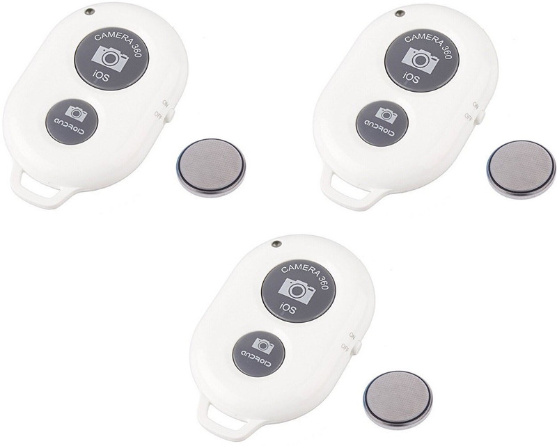 ReTrack SET OF 3PC Camera Wireless Bluetooth Remote Controler Shutter For Selfie Stick-Tripod-Samrt Phone Camera Remote Control(White)