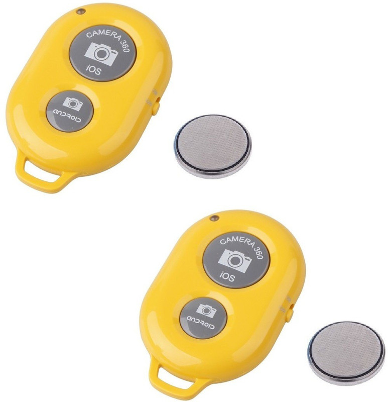 ReTrack SET OF 2PC Camera Wireless Bluetooth Remote Controler Shutter For Selfie Stick-Tripod-Samrt Phone Camera Remote Control(Yellow)