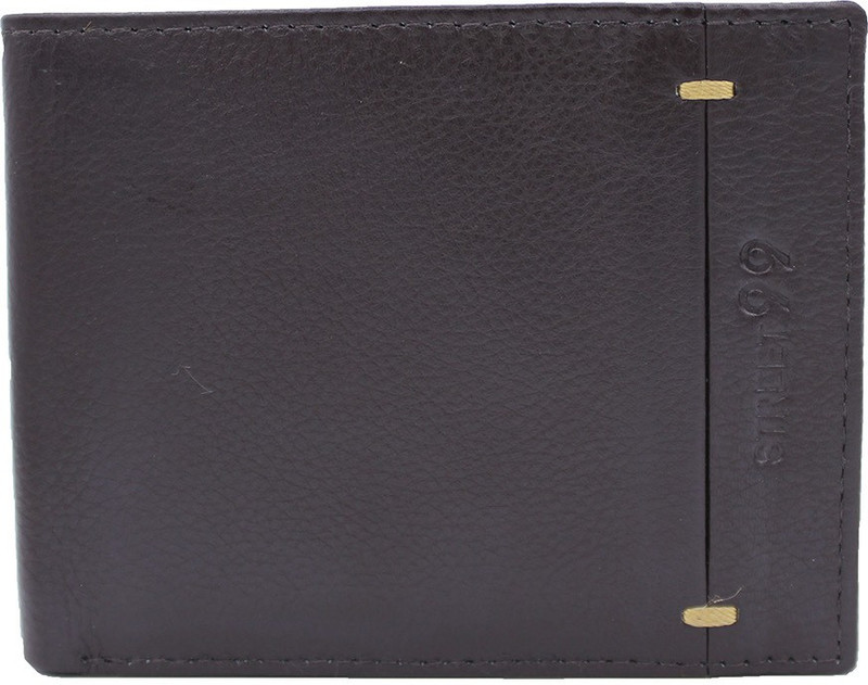 street 99 Men Brown Genuine Leather Wallet(10 Card Slots)