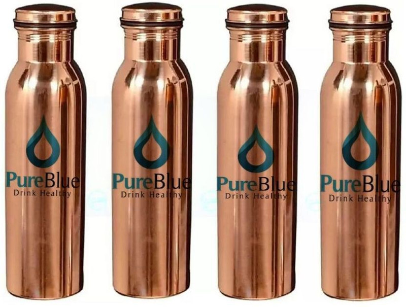 pure blue copper bottle 100% original 1000 ml Bottle(Pack of 4, Brown)