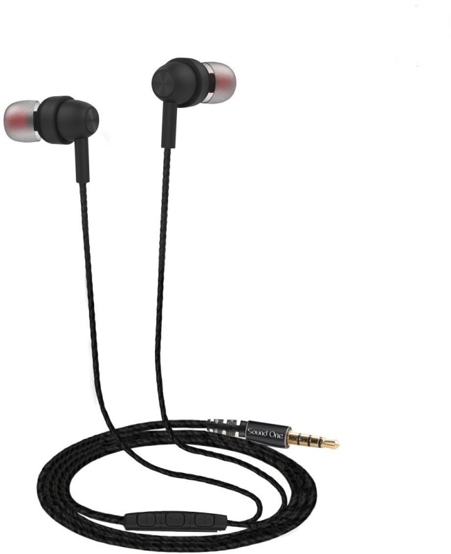 Sound One E10 Wired Headset with Mic(Black, In the Ear)