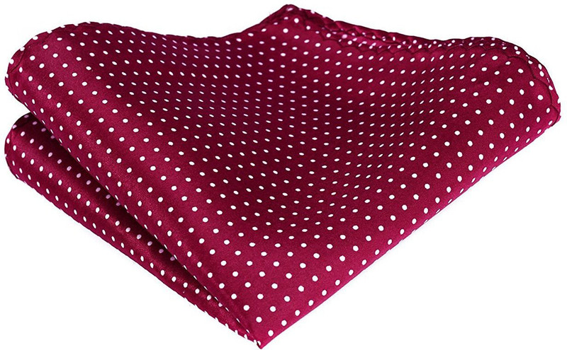 style along Polka Print Satin Blend, Cotton Blend Pocket Square