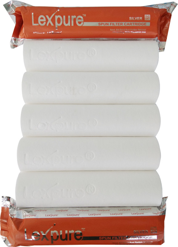 lexcru Pokar RO Lexpure PP Spun Pre Filter 10" x 2.5" inch 7pcs, Premium Quality,+ 1 pcs Spanner Suitable for all RO Water Purifier Solid Filter Cartridge(5, Pack of 8)