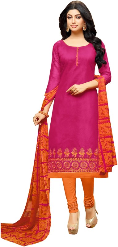 Rajnandini Cotton Blend Embroidered Salwar Suit Material(Unstitched)