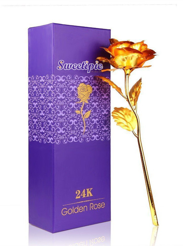 sweetipie goldrose Gold Rose Artificial Flower(25 inch, Pack of 1)
