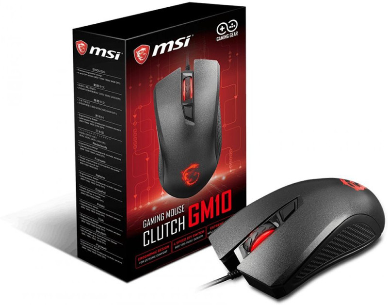 MSI Optical Gaming Mouse with Illuminated Wheel with 4-level LED Backlight 2400 DPI Wired Optical Gaming Mouse(USB, Black)