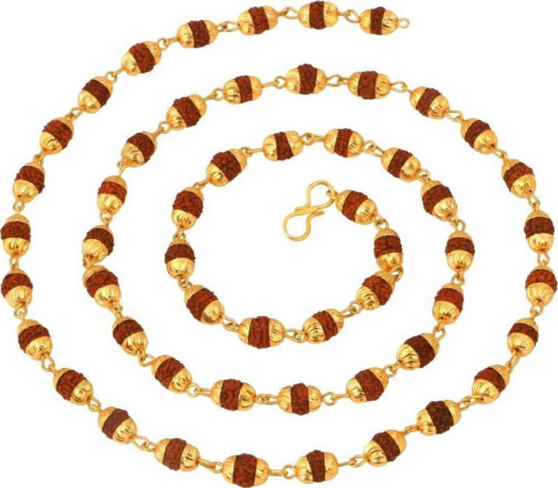 shivoham Rudraksha Mala. 24K Yellow Alloy Necklace
