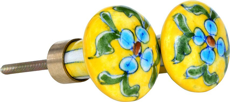 om craft villa Ceramic Cabinet/Draw Knob(Yellow Pack of 1)