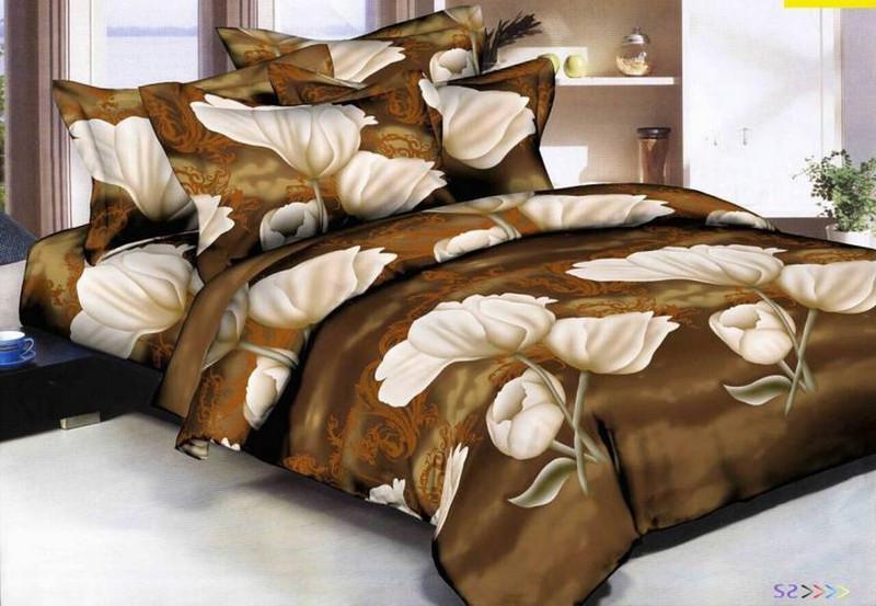 mhi brothers 144 TC Microfiber Double 3D Printed Bedsheet(Pack of 1, Brown)