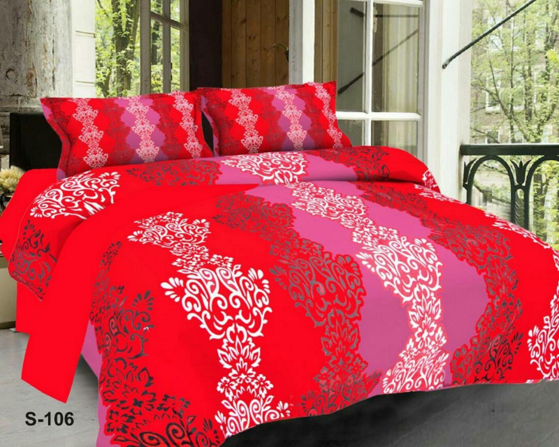 mhi brothers 144 TC Microfiber Double 3D Printed Bedsheet(Pack of 1, Pink)