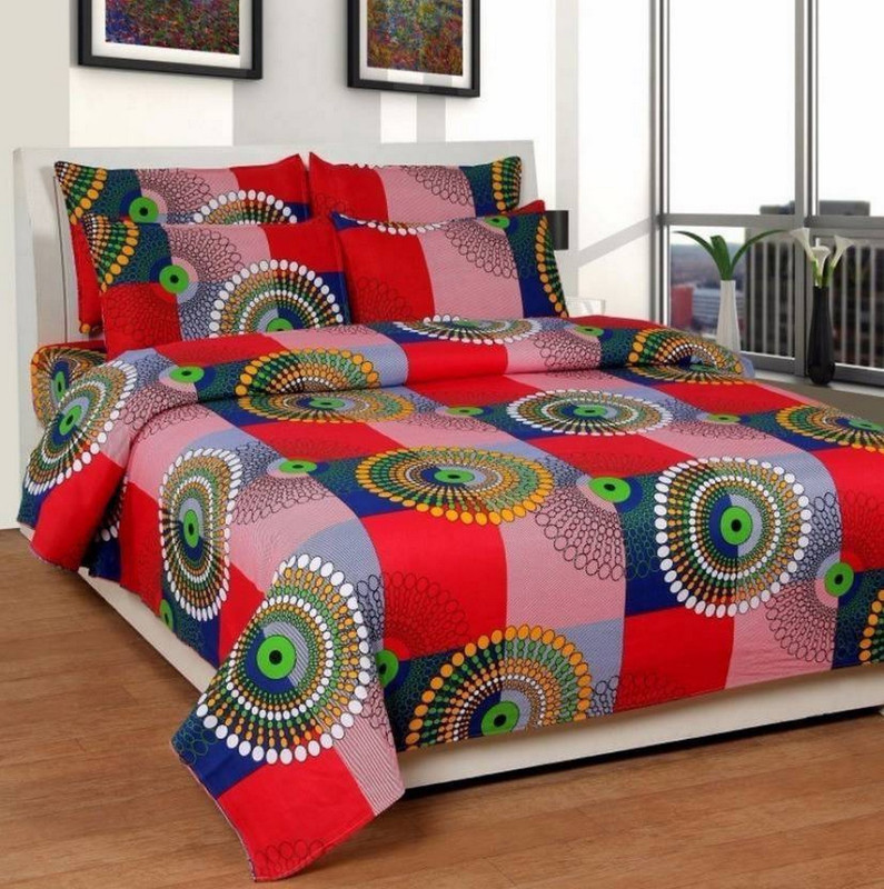mhi brothers 144 TC Microfiber Double 3D Printed Bedsheet(Pack of 1, Red)