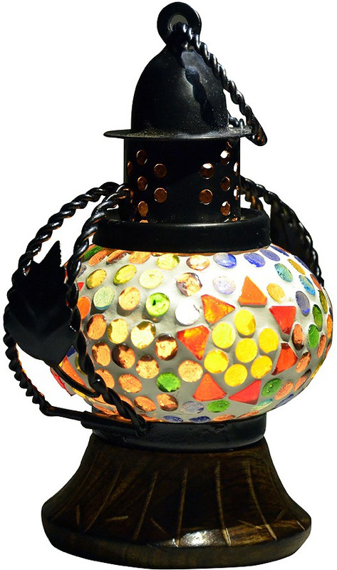 om craft villa Multicolor Iron Table Lantern(10 cm X 10 cm, Pack of 1)