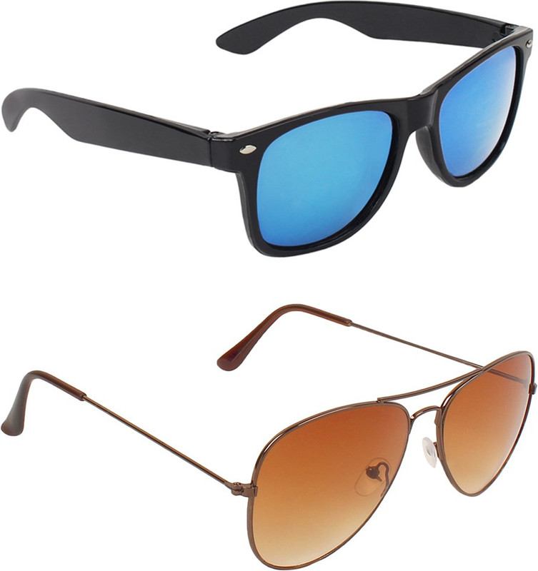 Zyaden Wayfarer, Aviator Sunglasses(Blue, Brown)