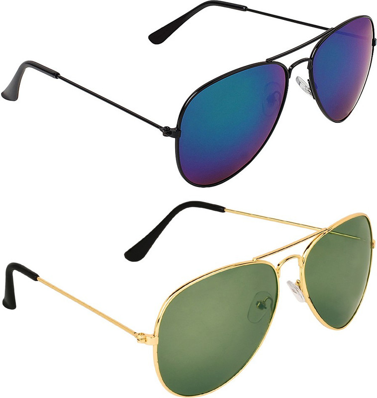 Zyaden Aviator, Aviator Sunglasses(Blue, Green)