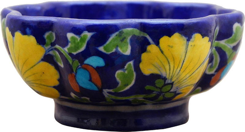 om craft villa Pottery Bowl(Blue, Pack of 1)